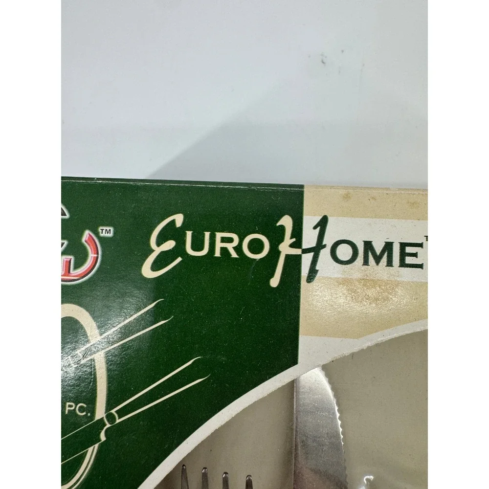 Vintage EuroHome 20 Pc Flatware Service for 4 Marbled Burgundy Stainless Steel